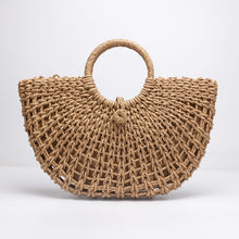 Load image into Gallery viewer, Paper Rope Round Bucket Woven Bag
