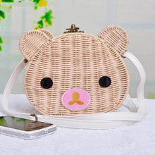 Load image into Gallery viewer, High Quality Cartoon Bear Rattan Shoulder Bags