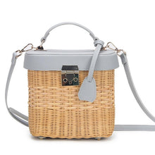 Load image into Gallery viewer, Women Leather Strap Single-Shoulder Natural Woven Bags