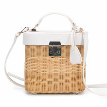Load image into Gallery viewer, Women Leather Strap Single-Shoulder Natural Woven Bags