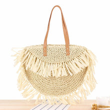 Load image into Gallery viewer, Semi-Circular Tassel Spike Paper Shoulder Straw Bag