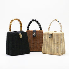 Load image into Gallery viewer, Small Box Beads Straw Bag