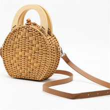 Load image into Gallery viewer, Fashion Wooden Handle Rattan Knit Bag