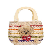Load image into Gallery viewer, Cute Bear Handmade Woven Straw Bag