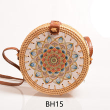 Load image into Gallery viewer, Summer Boho Vintage Flower Print Straw Handbag Ethnic Style