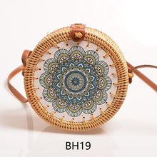 Load image into Gallery viewer, Summer Boho Vintage Flower Print Straw Handbag Ethnic Style