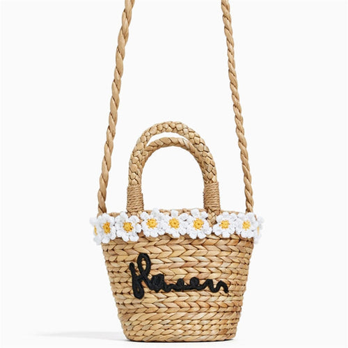 Flower Embroidery Bohemian Straw Bags for Women