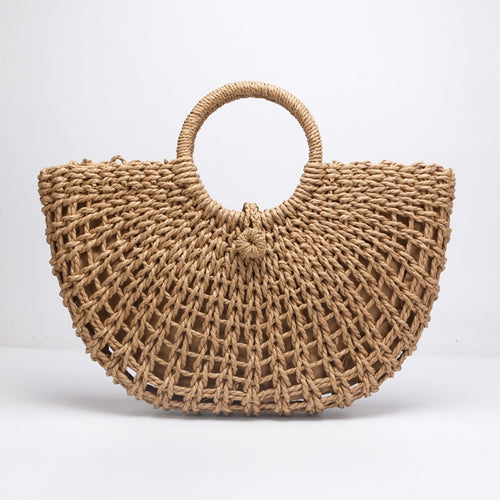 Paper Rope Round Bucket Woven Bag