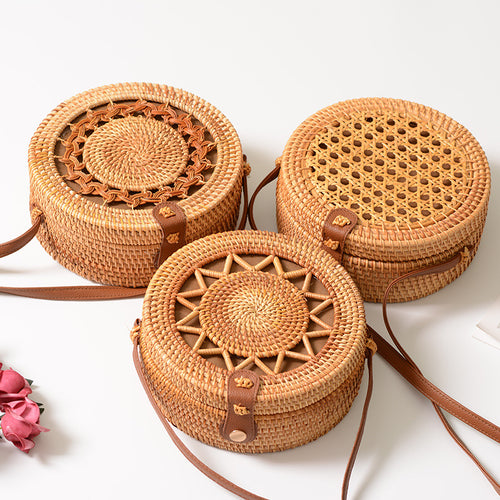 20x8cm Circle Handwoven Women Bags