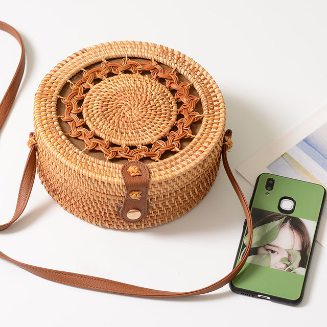 20x8cm Circle Handwoven Women Bags