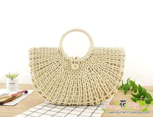 Paper Rope Round Bucket Woven Bag