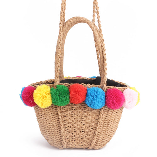 Bubble Color Ball Straw Bag