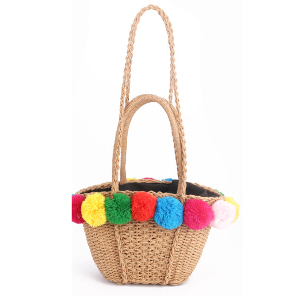 Bubble Color Ball Straw Bag