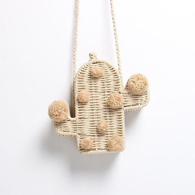 High Quality Cactus Rattan Bag With PomPom