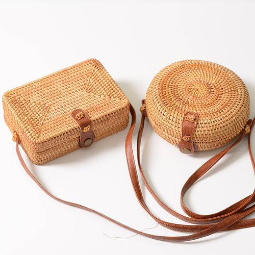 Female Round/Rectangular Rattan Bag
