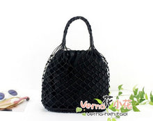Load image into Gallery viewer, Gold/Silver/Black 3 Color Bright Paper Ropes Hollow Woven Bag