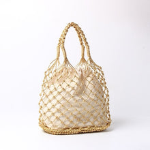 Load image into Gallery viewer, Gold/Silver/Black 3 Color Bright Paper Ropes Hollow Woven Bag