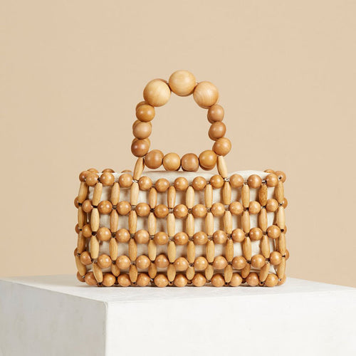 Fashion Designer Luxury Ladies Wood Beading Tote Bag