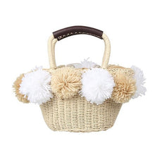 Load image into Gallery viewer, Black White Ball Decoration Straw Bag