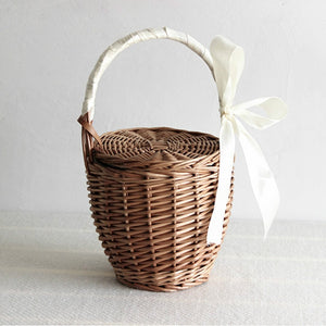 New Wicker Small Retro Tote Travel Bucket Bag
