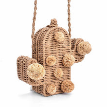 Load image into Gallery viewer, High Quality Cactus Rattan Bag With PomPom