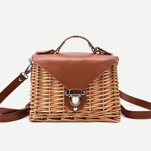 Women's Woven Handbags Leather Cover