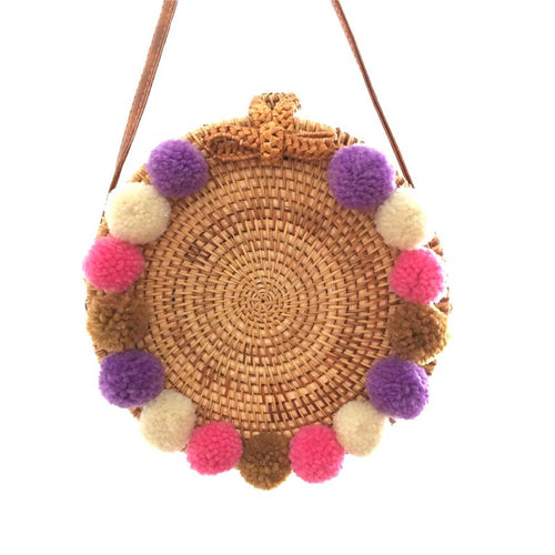 Colorful Straw Braided Bohemian Shoulder Bag