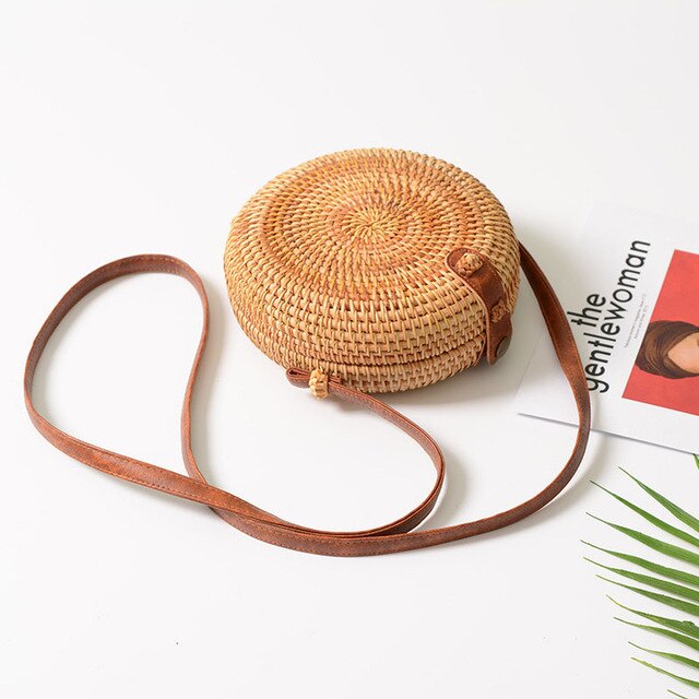 New Women Round Straw Handbag