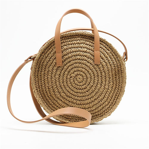 New Round Hand-Woven Straw Bag