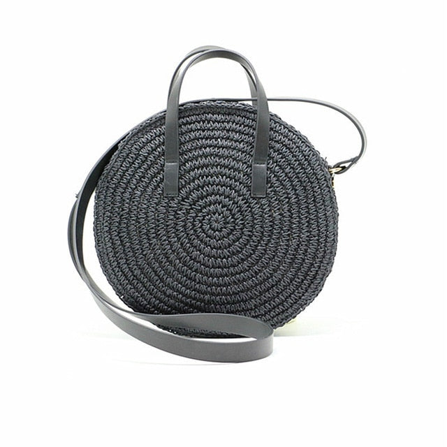 New Round Hand-Woven Straw Bag