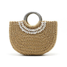 Load image into Gallery viewer, Handmade Hand-Woven Straw Bag Shell