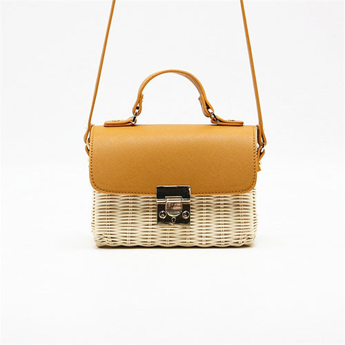 Fashion High-end Women's Straw Bag Leather Decoration