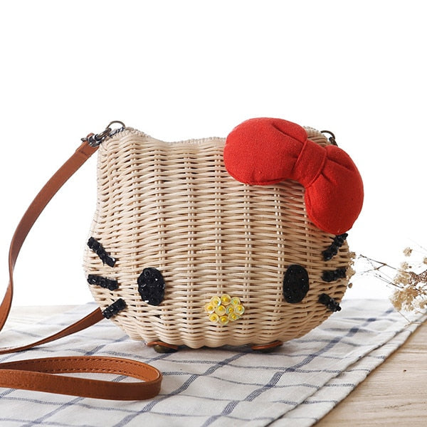 Hello Kitty Rattan Straw Bag