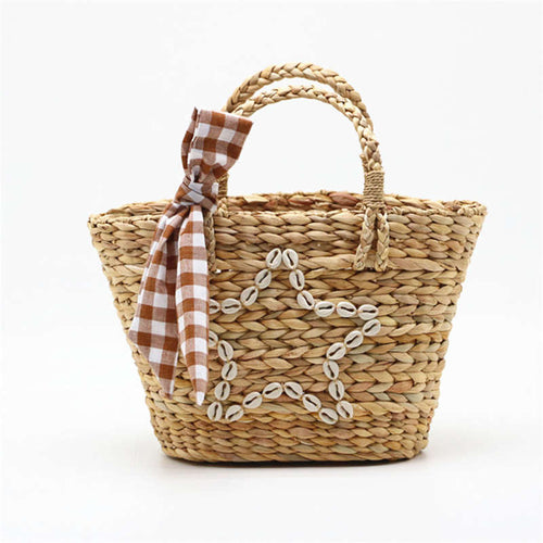 Sweet Girl Straw Bag Natural Corns Star Shell