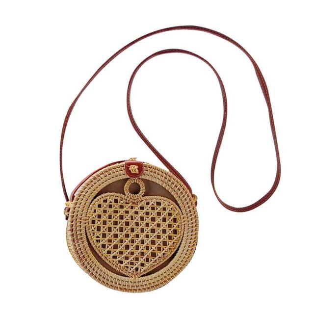 Straw Hand Woven Handbag Heart Shape