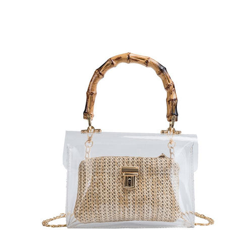 Transparent Women Hand Woven Straw Bags