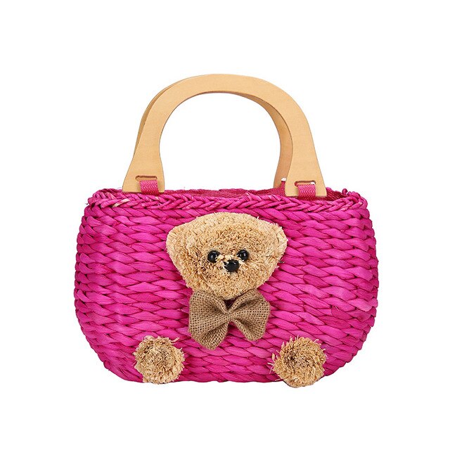 Cute Bear Handmade Woven Straw Bag