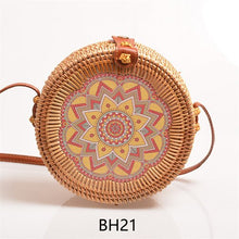 Load image into Gallery viewer, Summer Boho Vintage Flower Print Straw Handbag Ethnic Style